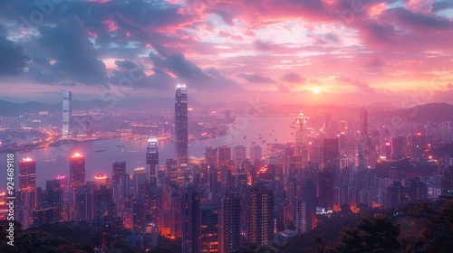 Wallpaper Mural High Viewpoint Twilight Cityscape Showcasing Lights and Colors. Torontodigital.ca