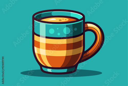 A Colorful Striped Mug Filled with Coffee or Tea