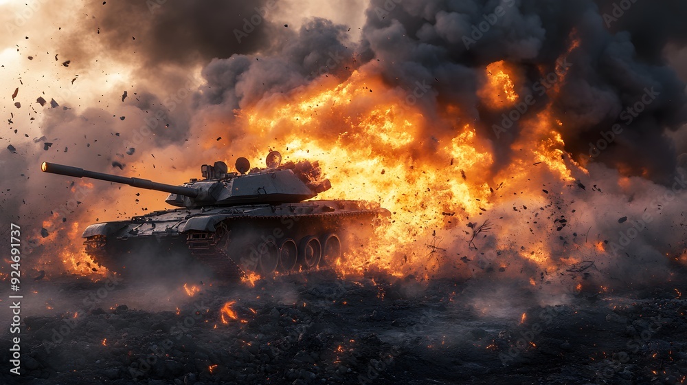 Tank on Fire. Tank on Fire.