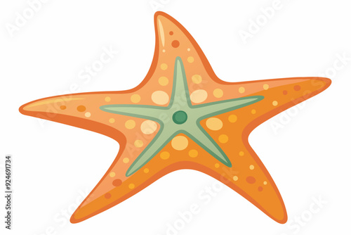 Orange Starfish with Green Center and Yellow Spots