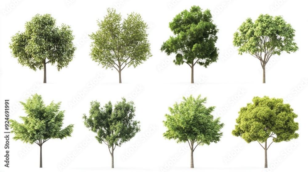 Collection of Various Green Trees Isolated on White Background for Landscaping and Nature Projects Collection of Various Green Trees Isolated on White Background for Landscaping and Nature Projects