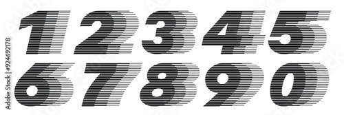 Number Font with Abstract Lines Pattern