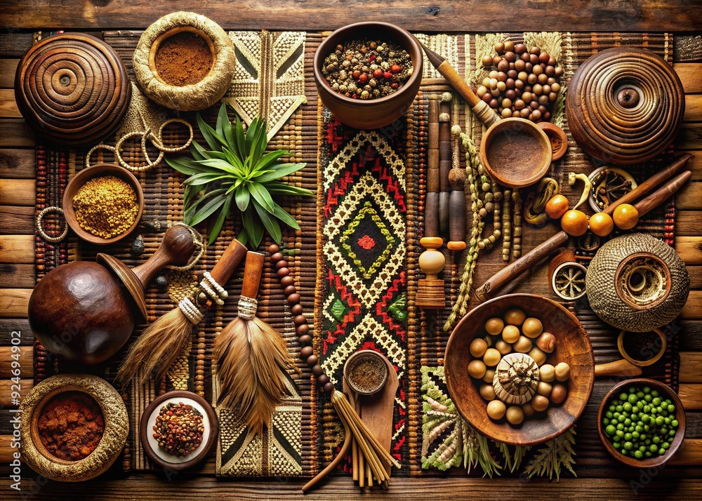 Fototapeta premium Tribal Awakening: Raw, Organic, Ritualistic, Brown, Earthly