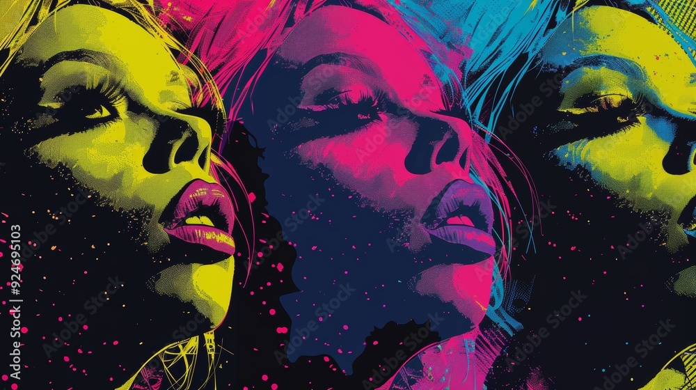 Naklejka premium Drag Queens Performing Vibrantly at a Pride Event in Pop Art Style