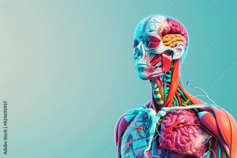 Fototapeta premium A man's body is shown in a very detailed and colorful way