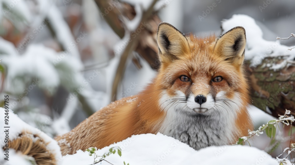 Obraz premium Red Fox in Winter Wonderland