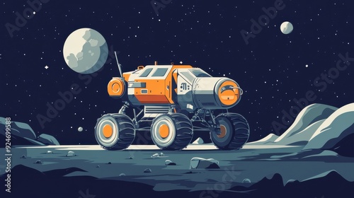 Wallpaper Mural Futuristic Space Exploration Vehicle - Innovative Flat Design Illustration Torontodigital.ca