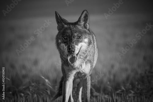 black and white photographs of a wolf in nature photo