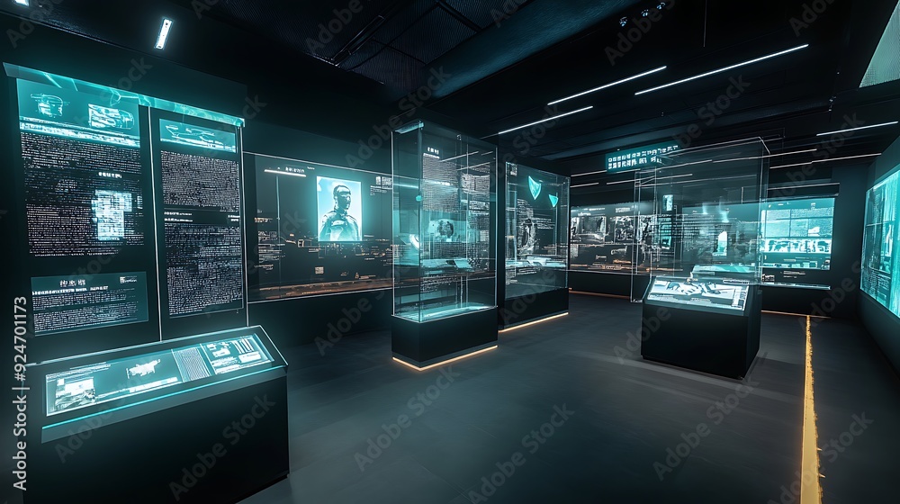 AI-powered virtual reality museum with interactive historical exhibits and holographic displays AI-powered virtual reality museum with interactive historical exhibits and holographic displays