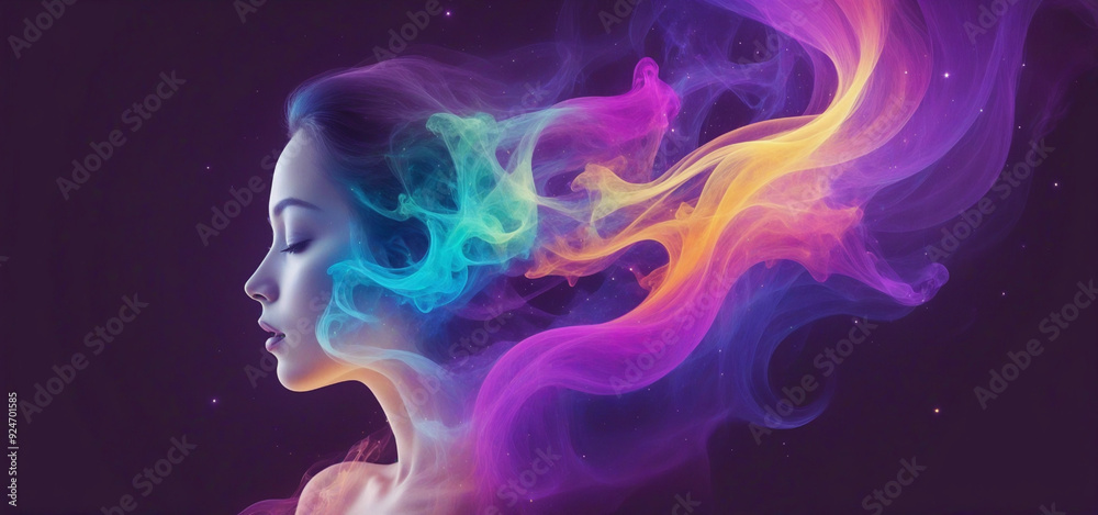 abstract smoke and face with cosmic abstract smoke and face with cosmic