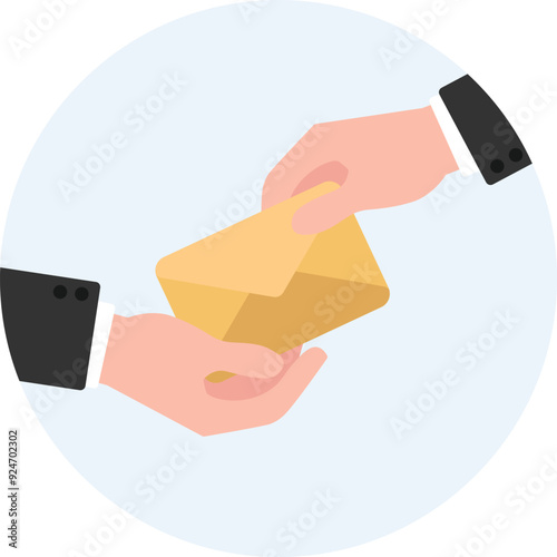 Businessman hands holding letter envelope, Hand sending letter envelope to another people.