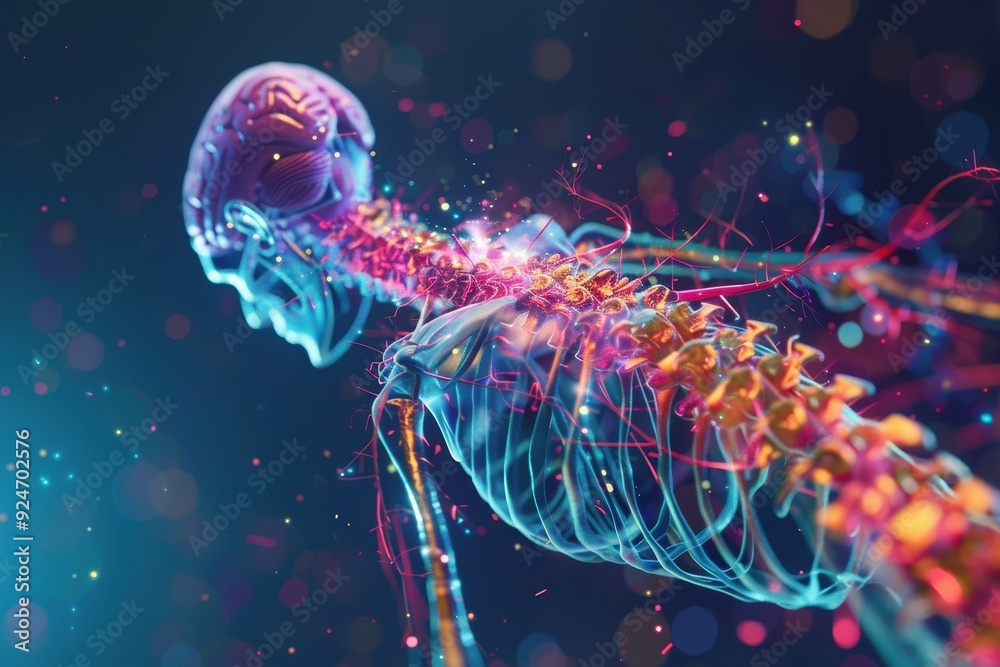 A skeleton with a brain inside of it A skeleton with a brain inside of it