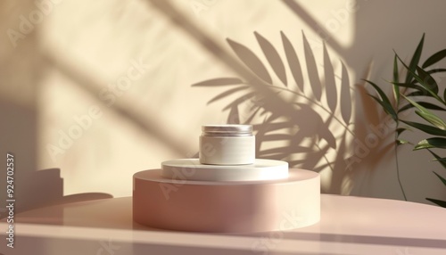 Potted Plant on Sunny Table with Yellow Background, Financial Concept