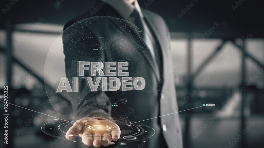 free ai video- businessman working with virtual reality at office.