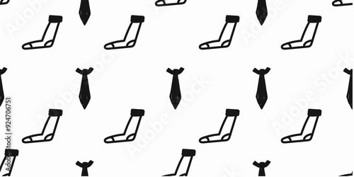 Father’s Day. Seamless pattern with black neckties and socks. Template for Notebook covers, pattern for wallpapers, textile. doodle vector
