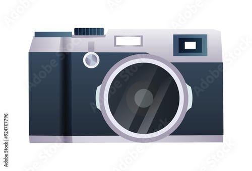 Photo camera vector illustration. Retro camera isolated on white background