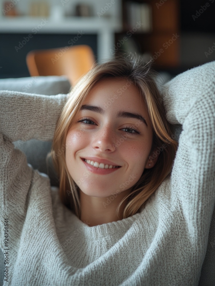 Relaxing Woman, Smiling and Resting Relaxing Woman, Smiling and Resting
