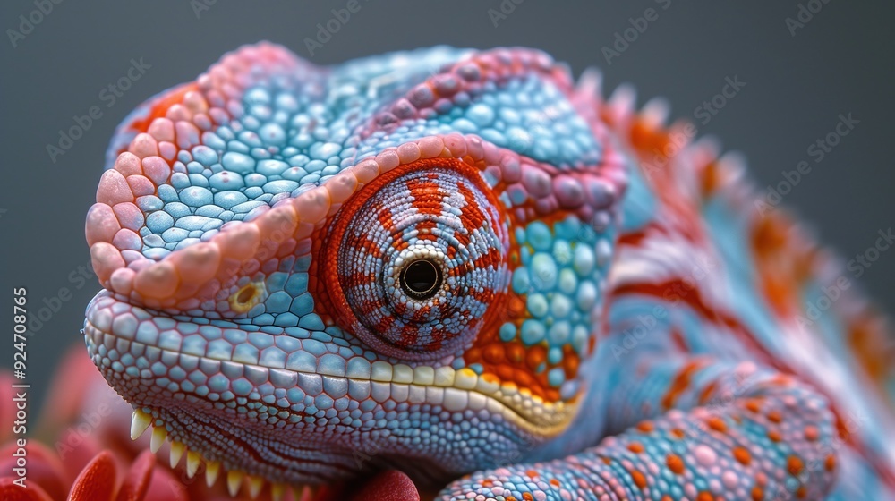 Vibrant Closeup of a Colorful Chameleon Revealing Intricate Texture and Details Vibrant Closeup of a Colorful Chameleon Revealing Intricate Texture and Details