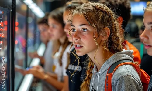 A group of teenagers examines fascinating displays, absorbed in learning and discovery at a local science center