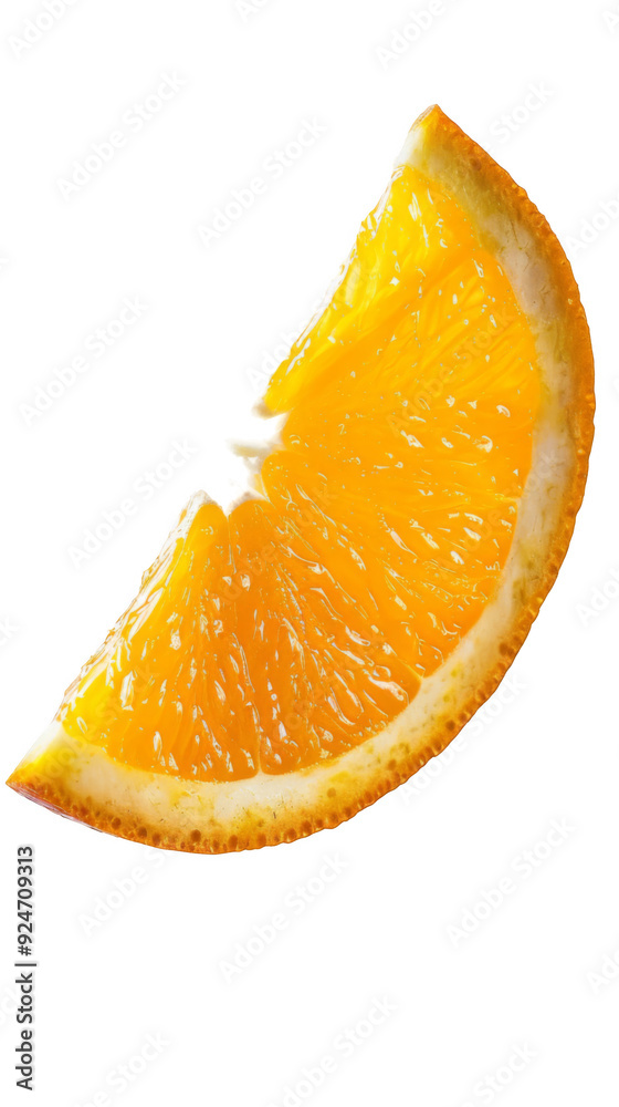 Falling orange slice isolated on white or transparent background