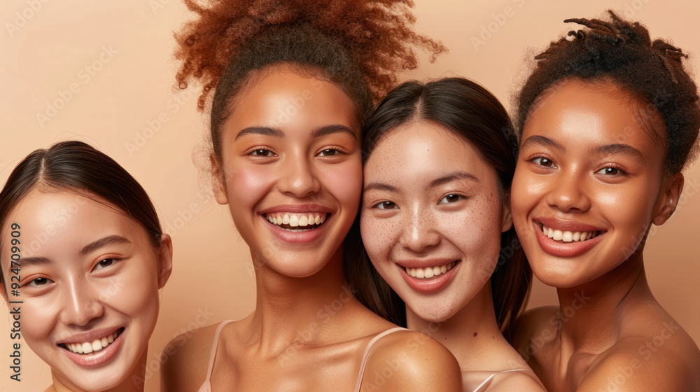 Fototapeta premium Smiling Women With Clear Skin