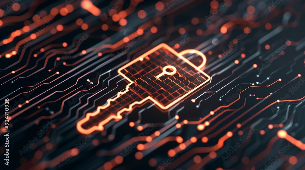 A digital artwork depicting a glowing key against a circuit board background, symbolizing security and technology. A digital artwork depicting a glowing key against a circuit board background, symbolizing security and technology.