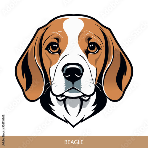 Stylized beagle Dog Head Illustration in Vector Art