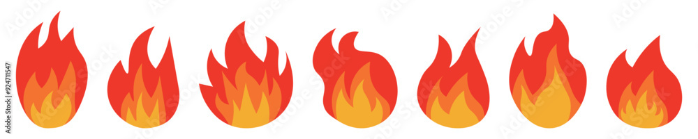 Fire different variations icon set. Vector Fire different variations icon set. Vector