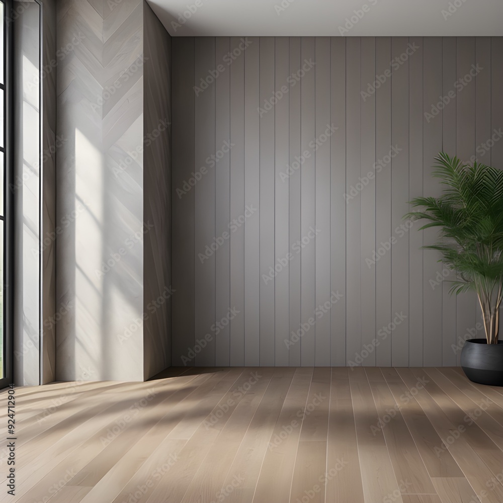 An empty and unfurnished living room, empty room with wooden floor An empty and unfurnished living room, empty room with wooden floor