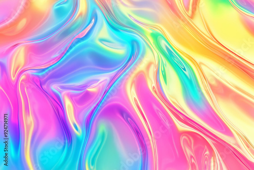 Holographic Abstract background with liquid wavy shapes and texture