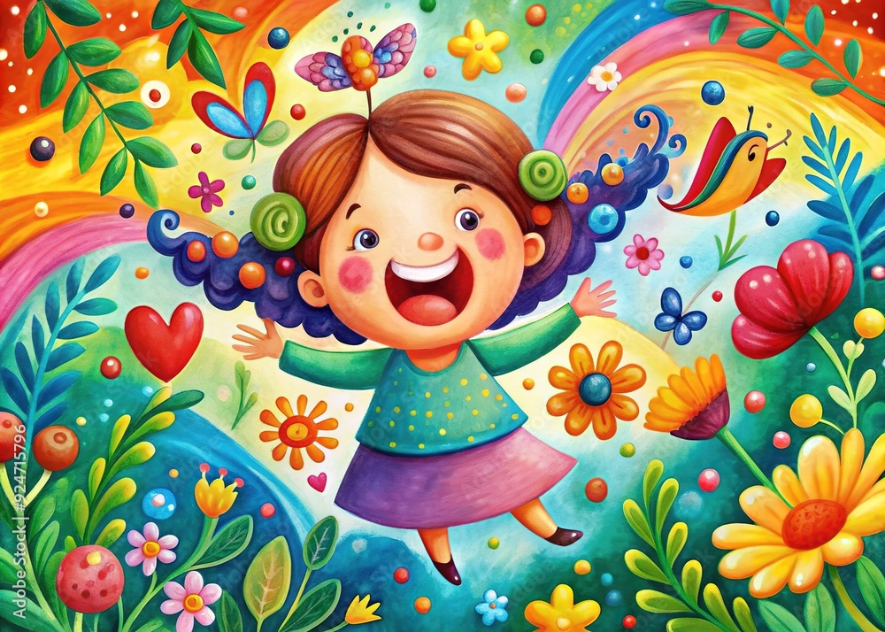 Joyful and Playful: Vibrant, whimsical, expressive brushstrokes, bright colors, cartoonish elements