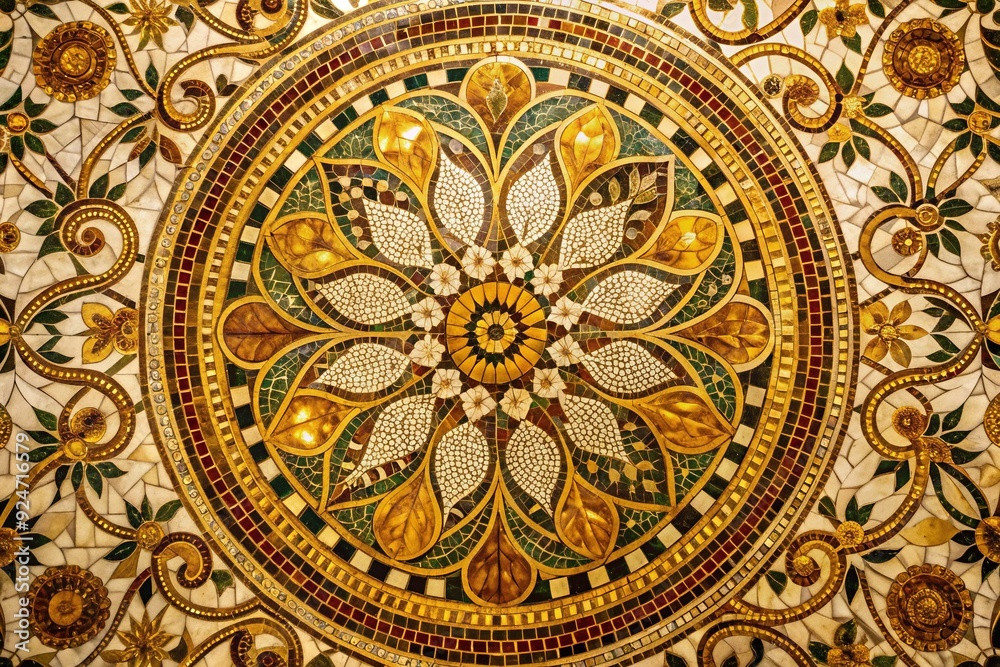 Mosaic Majesty: Fragments of gold and marble assembled into intricate patterns, regal, opulent, mosaic, historical, Mediterranean Mosaic Majesty: Fragments of gold and marble assembled into intricate patterns, regal, opulent, mosaic, historical, Mediterranean
