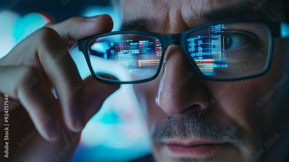 Close-up of a Programmer's Glasses Reflecting Code Close-up of a Programmer's Glasses Reflecting Code