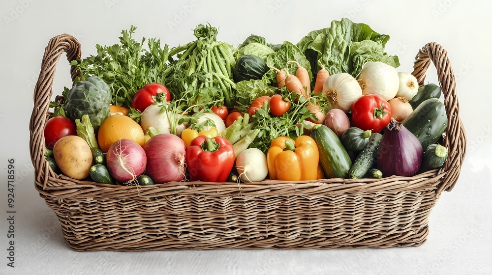Fresh Vegetables in a Wicker Basket. Fresh Vegetables in a Wicker Basket.