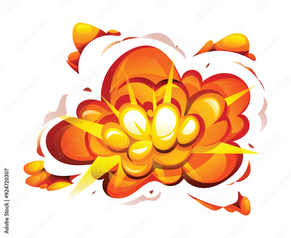 Bomb explosion with smoke, flame and particles isolated cartoon illustration Bomb explosion with smoke, flame and particles isolated cartoon illustration