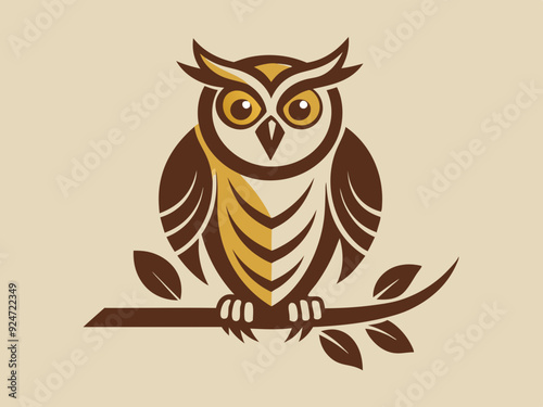 Elegant wise owl bird perch logo t-shirt