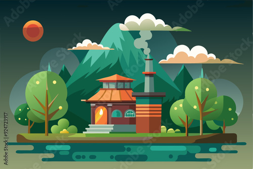 A Quaint House in a Mountainous Landscape