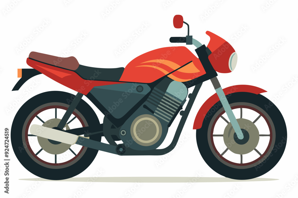 Red and Black Motorcycle with Spoked Wheels Red and Black Motorcycle with Spoked Wheels