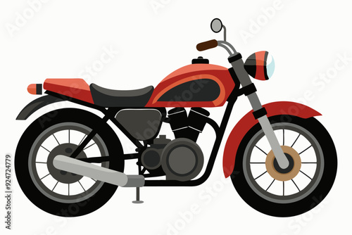 Red Vintage Motorcycle with Black Wheels and Chrome Details