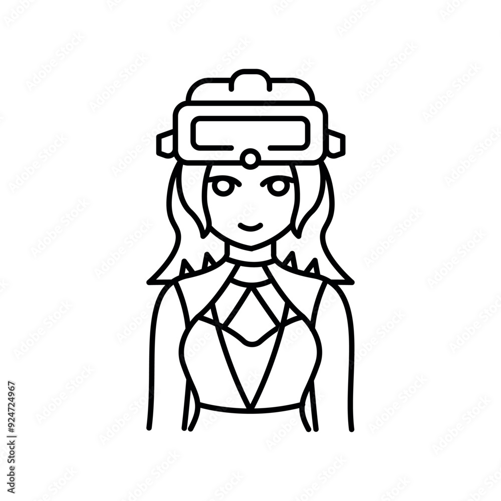 Cyberpunk genre of manga color line icon. Character in anime style. Cyberpunk genre of manga color line icon. Character in anime style.