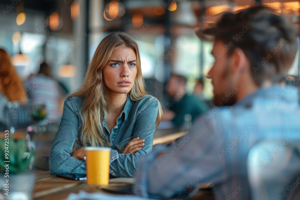 Tense Business Meeting in Modern Office with Dissatisfied Client. Tense Business Meeting in Modern Office with Dissatisfied Client.