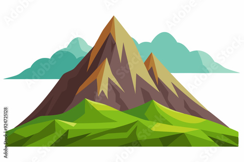 Mountain Range with Green Foothills and Clouds