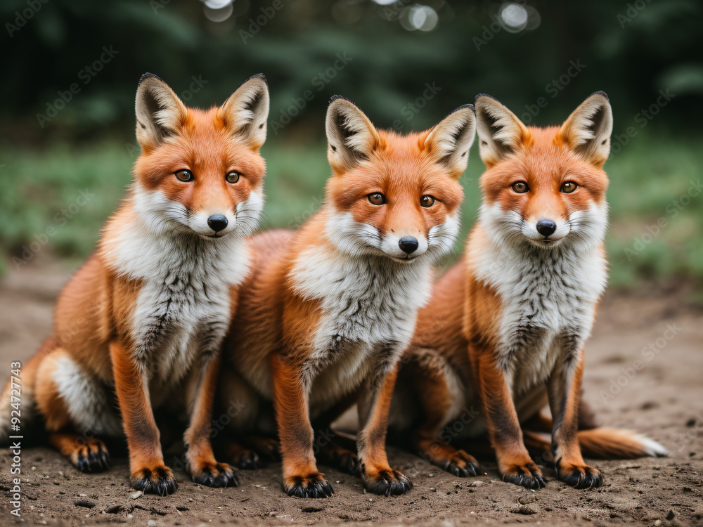 Fototapeta premium Cute foxes in nature