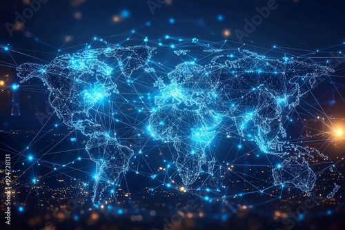 Global Digital Business Network Connection Illustration created with Generative AI