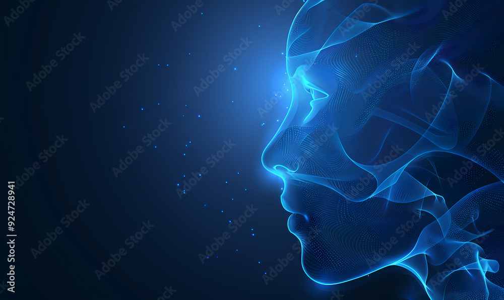 head with blue background head with blue background