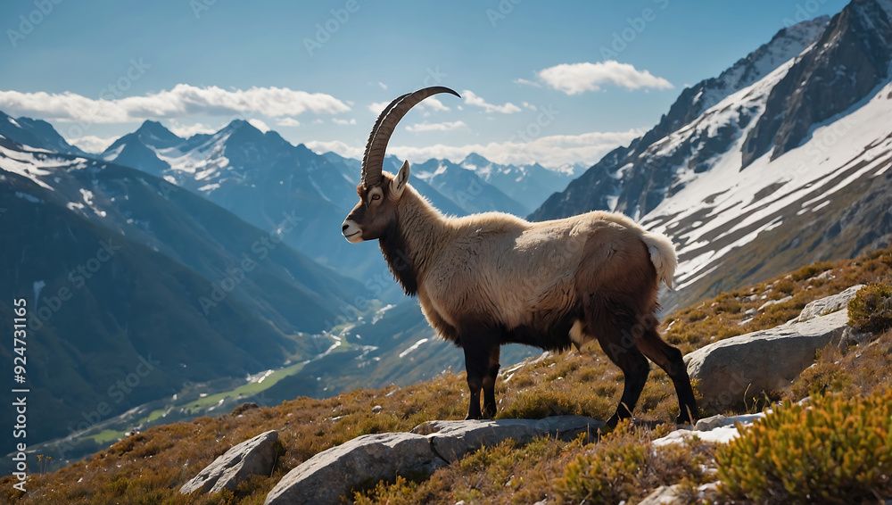 Alpine Horned mammal with sure-footed grace conquers rocky alpine realm Alpine Horned mammal with sure-footed grace conquers rocky alpine realm