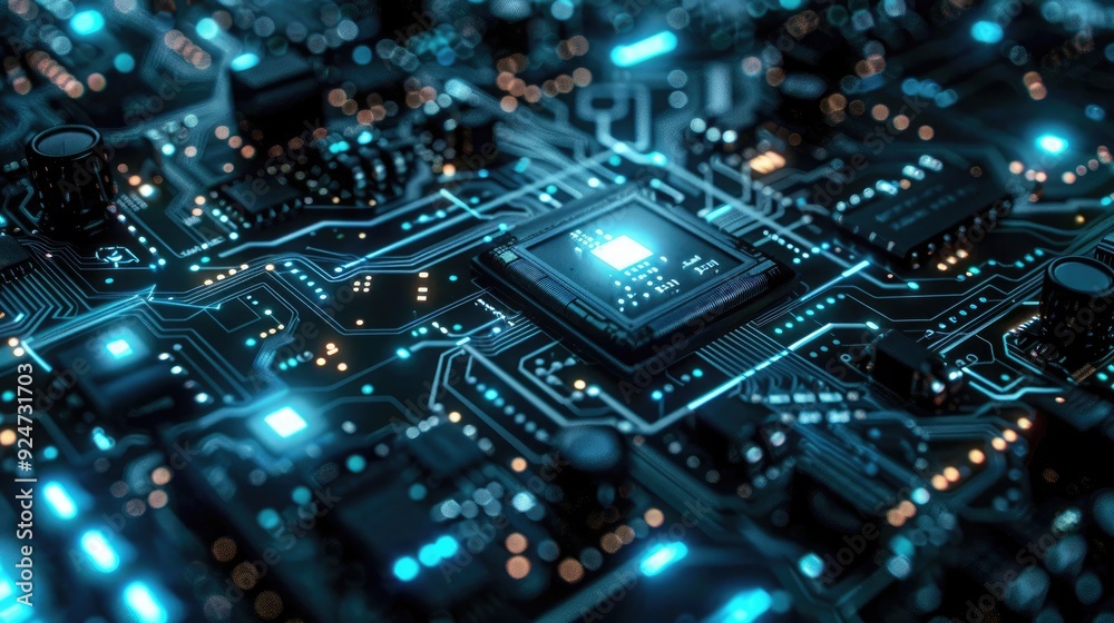 Circuit board microchips with blue backlight. Nanotechnology sustainable background. Circuit board microchips with blue backlight. Nanotechnology sustainable background.