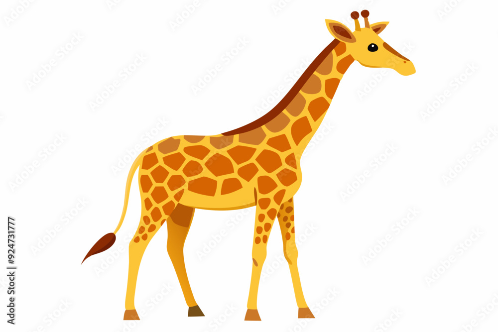 Cartoon Illustration of a Yellow Giraffe with Brown Spots Cartoon Illustration of a Yellow Giraffe with Brown Spots