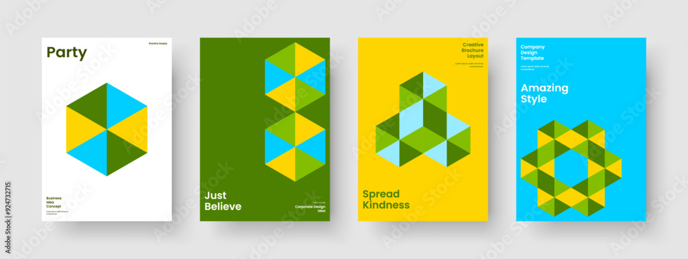Fototapeta premium Geometric Brochure Design. Creative Flyer Layout. Isolated Report Template. Book Cover. Background. Business Presentation. Banner. Poster. Advertising. Journal. Pamphlet. Notebook. Handbill
