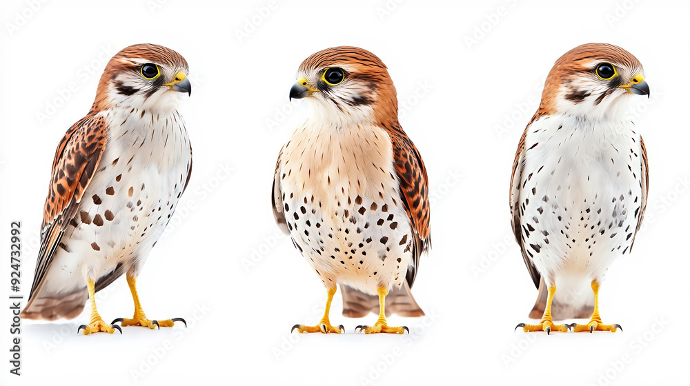 Kestrel, Three Different Poses And Angles, White Background
Kestrel, Three Different Poses And Angles, White Background